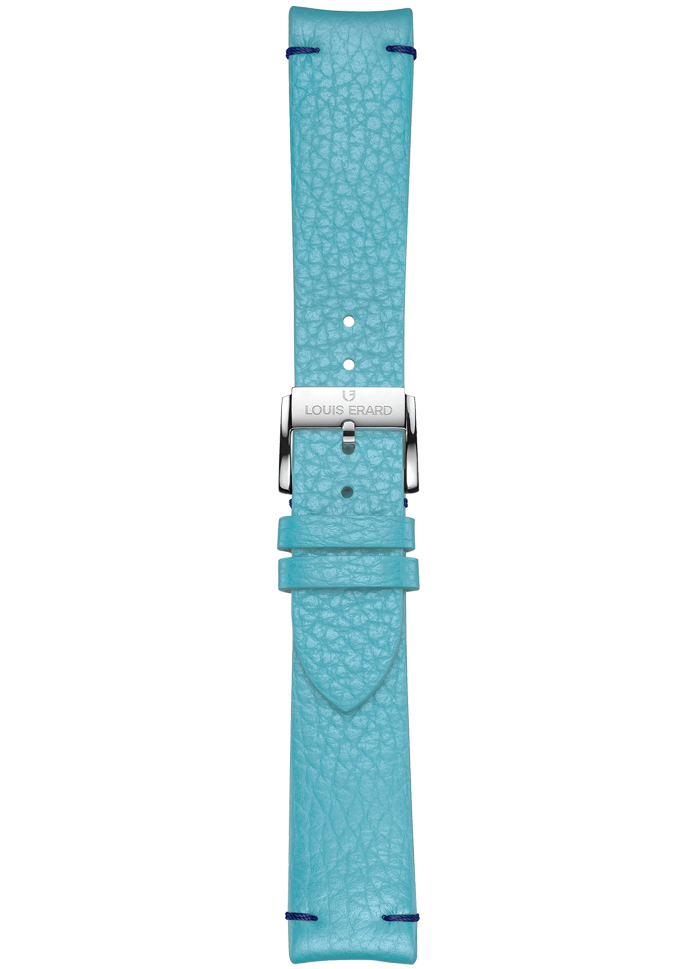 Ice blue grained calf leather strap BVA141