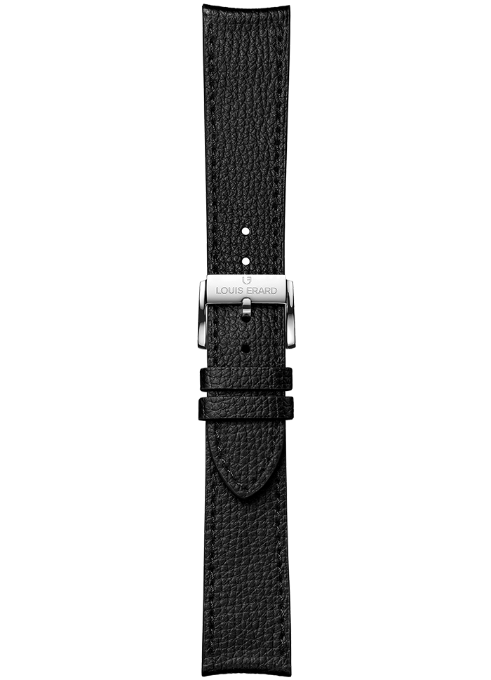 Black grained calf leather strap BVA150