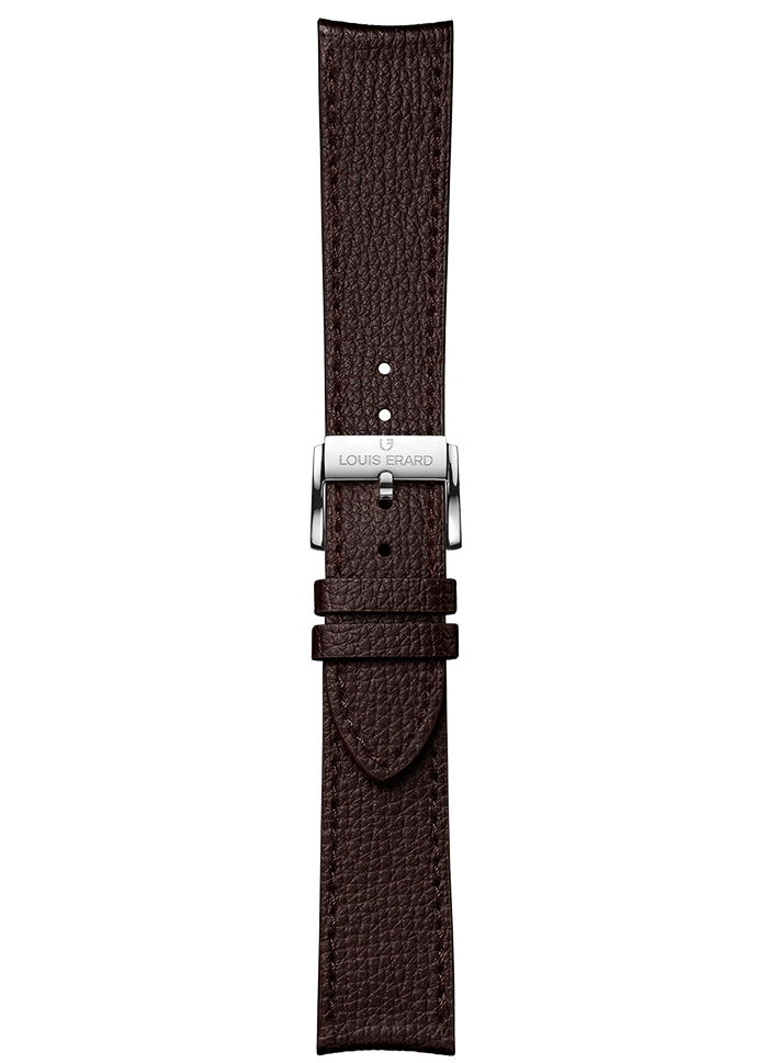 Dark brown grained calf leather strap BVA152