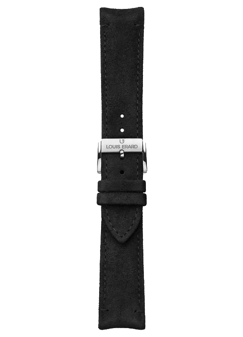 Deep black calf nubuck leather strap BVA34