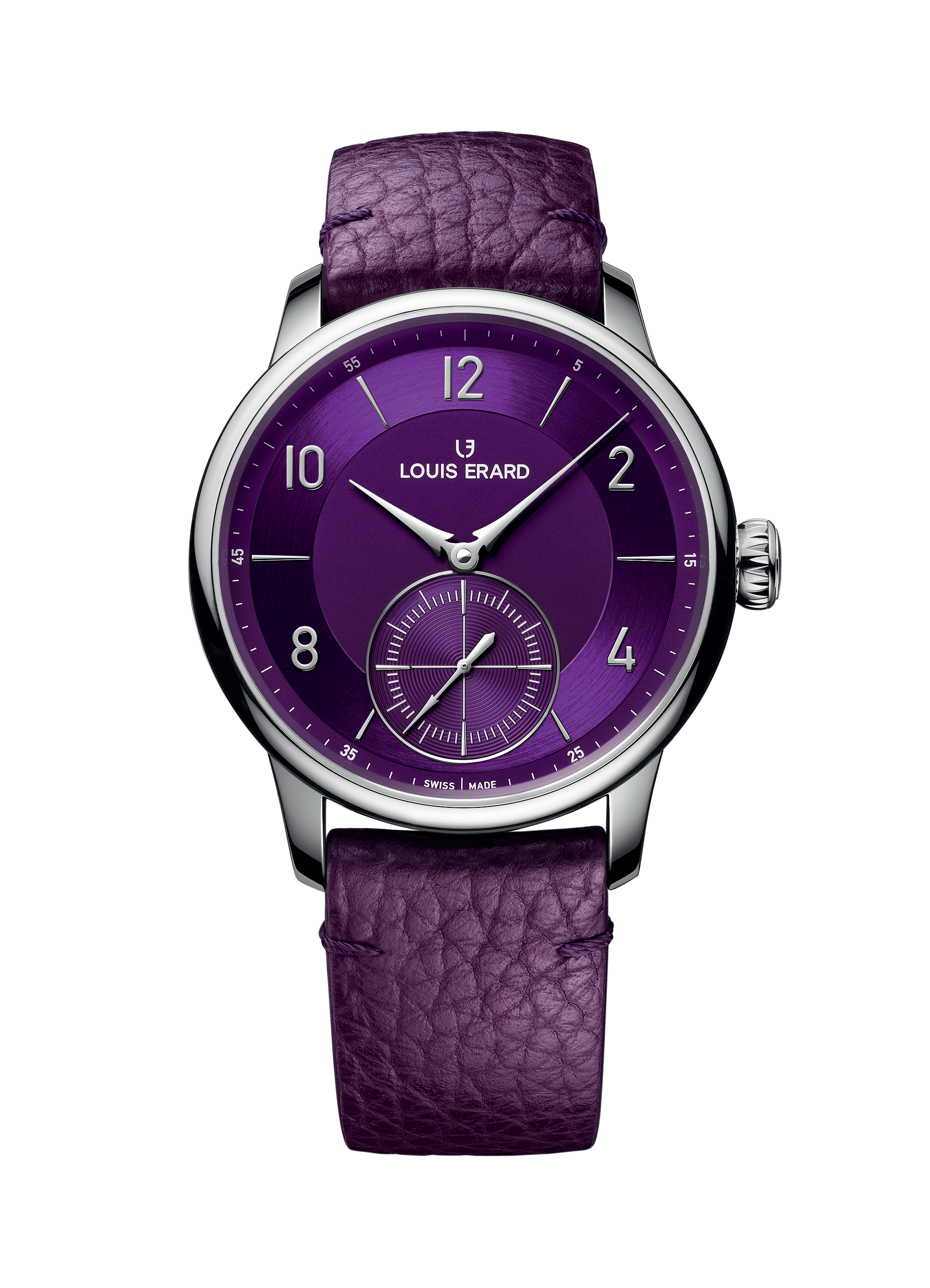 Louis Erard Excellence Petite Seconde Purple | 39 mm | Small Second | Stainless Steel | Central Hour | Swiss Watchmaking | Purple Dial